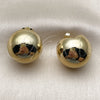 Stainless Steel Stud Earring, Ball Design, Polished, Golden Finish, 02.467.0049