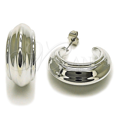 White Gold Filled Hoop Earrings — Medium Hoop Polished 02. for wholesale, main product view
