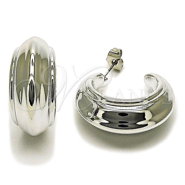 White Gold Filled Hoop Earrings — Medium Hoop Polished 02. — main product view — SKU 165699 | Oro Laminado Blanco aretes de aro — Medium Hoop pulido 02. — SKU 165699