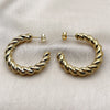 Stainless Steel Medium Hoop, Twist Design, Polished, Golden Finish, 02.467.0052.35