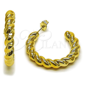 Stainless Steel Hoop Earrings — Medium Hoop Twist Design Polished 02. — main product view — SKU 165703 | Acero Inoxidable aretes de aro — Medium Hoop Twist diseño pulido 02. — SKU 165703