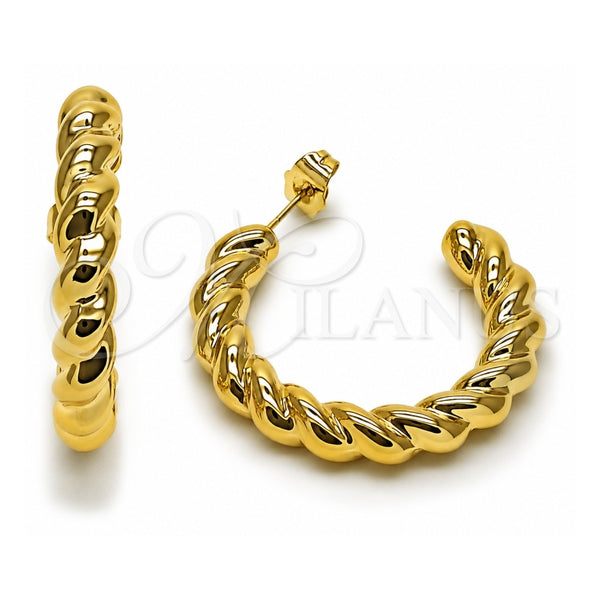 Stainless Steel Medium Hoop, Twist Design, Polished, Golden Finish, 02.467.0052.35