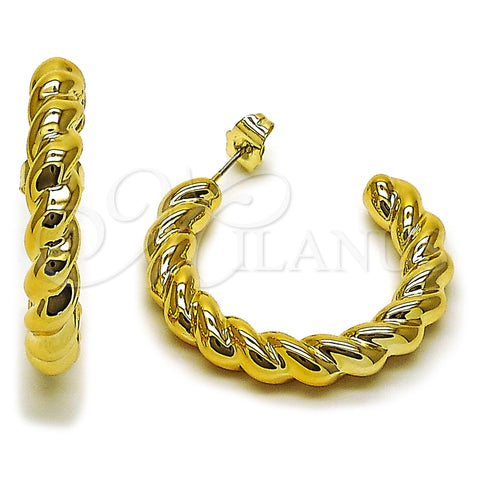 Stainless Steel Medium Hoop, Twist Design, Polished, Golden Finish, 02.467.0052.35