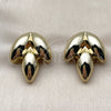 Stainless Steel Stud Earring, Leaf Design, Polished, Golden Finish, 02.455.0018.1
