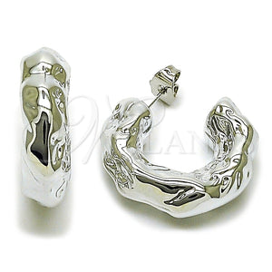 White Gold Filled Hoop Earrings — Medium Hoop Polished 02. — main product view — SKU 165715 | Oro Laminado Blanco aretes de aro — Medium Hoop pulido 02. — SKU 165715