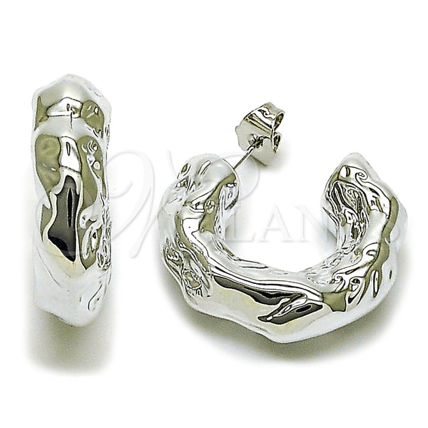 White Gold Filled Hoop Earrings — Medium Hoop Polished 02. — main product view — SKU 165715 | Oro Laminado Blanco aretes de aro — Medium Hoop pulido 02. — SKU 165715
