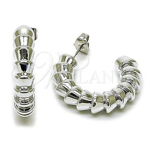 White Gold Filled Hoop Earrings — Medium Hoop Polished 02. — main product view — SKU 165717 | Oro Laminado Blanco aretes de aro — Medium Hoop pulido 02. — SKU 165717
