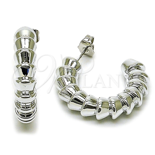 White Gold Filled Hoop Earrings — Medium Hoop Polished 02. — main product view — SKU 165717 | Oro Laminado Blanco aretes de aro — Medium Hoop pulido 02. — SKU 165717