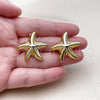 Stainless Steel Stud Earring, Star Design, Polished, Golden Finish, 02.467.0058