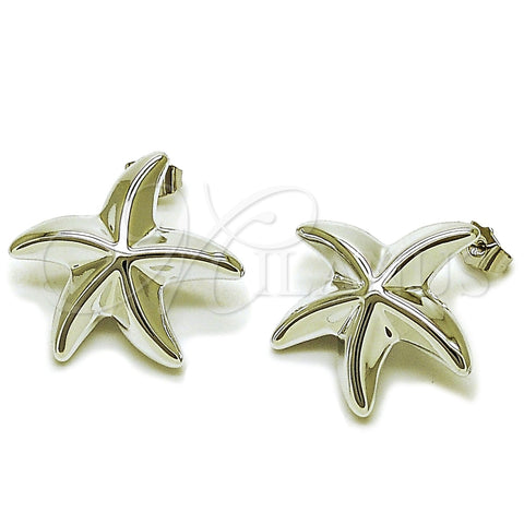 Rhodium Gold Filled Stud Earring, Star Design, Polished, Rhodium Finish, 02.467.0058.1