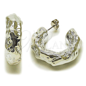 White Gold Filled Hoop Earrings — Medium Hoop Polished 02. — main product view — SKU 165725 | Oro Laminado Blanco aretes de aro — Medium Hoop pulido 02. — SKU 165725