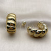 Stainless Steel Stud Earring, Twist Design, Polished, Golden Finish, 02.467.0063