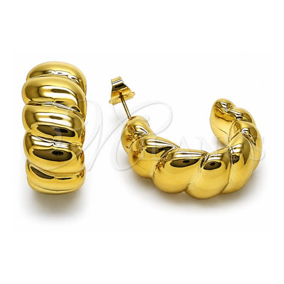 Stainless Steel Stud Earring, Twist Design, Polished, Golden Finish, 02.467.0063