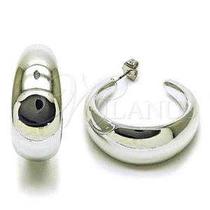 White Gold Filled Hoop Earrings — Medium Hoop Polished 02. — main product view — SKU 165731 | Oro Laminado Blanco aretes de aro — Medium Hoop pulido 02. — SKU 165731