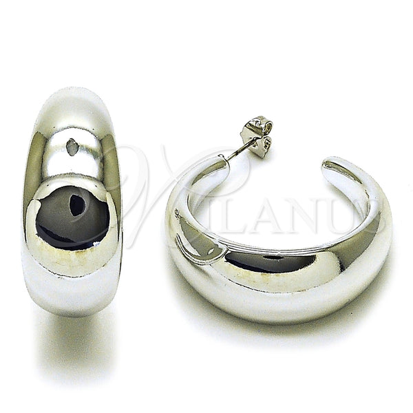 White Gold Filled Hoop Earrings — Medium Hoop Polished 02. — main product view — SKU 165731 | Oro Laminado Blanco aretes de aro — Medium Hoop pulido 02. — SKU 165731