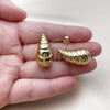Stainless Steel Stud Earring, Teardrop Design, Polished, Golden Finish, 02.467.0068