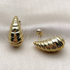Stainless Steel Stud Earring, Teardrop Design, Polished, Golden Finish, 02.467.0068
