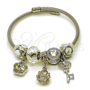 Stainless Steel Jewelry — Individual Bangle key and Flower Design with White — main product view — SKU 165745 | Acero Inoxidable joyería — Individual Bangle key and flor diseño with blanco — SKU 165745