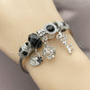 Stainless Steel Individual Bangle, key and Suitecase Design, with White Cubic Zirconia and Jet Crystal, Black Enamel Finish, Rhodium Finish, 07.464.0033 (03 MM Thickness, One size fits all)