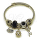 Stainless Steel Individual Bangle, key and Suitecase Design, with White Cubic Zirconia and Jet Crystal, Black Enamel Finish, Rhodium Finish, 07.464.0033 (03 MM Thickness, One size fits all)