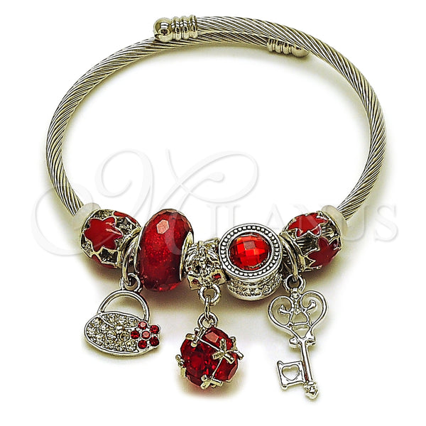 Stainless Steel Jewelry — Individual Bangle key and Suitecase Design with Garnet — main product view — SKU 165747 | Acero Inoxidable joyería — Individual Bangle key and Suitecase diseño with Garnet — SKU 165747