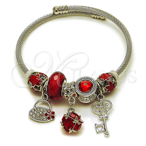 Stainless Steel Jewelry — Individual Bangle key and Suitecase Design with Garnet — main product view — SKU 165747 | Acero Inoxidable joyería — Individual Bangle key and Suitecase diseño with Garnet — SKU 165747