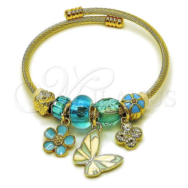 Stainless Steel Jewelry — Individual Bangle Butterfly and Flower Design with Light — main product view — SKU 165748 | Acero Inoxidable joyería — Individual Bangle mariposa and flor diseño with Light — SKU 165748