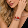 Stainless Steel Individual Bangle, Butterfly and Flower Design, with Light Siam and Crystal Crystal, Red Enamel Finish, Golden Finish, 07.464.0036 (03 MM Thickness, One size fits all)