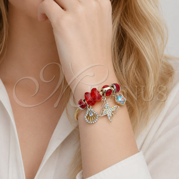 Stainless Steel Jewelry — Individual Bangle Butterfly and Shell Design with Siam — alternate product view — SKU 165751 | Acero Inoxidable joyería — Individual Bangle mariposa and Shell diseño with Siam — SKU 165751
