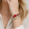 Stainless Steel Individual Bangle, Butterfly and Shell Design, with Siam and Aurore Boreale Crystal, Polished, Golden Finish, 07.464.0038 (03 MM Thickness, One size fits all)