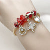 Stainless Steel Individual Bangle, Butterfly and Shell Design, with Siam and Aurore Boreale Crystal, Polished, Golden Finish, 07.464.0038 (03 MM Thickness, One size fits all)