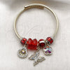 Stainless Steel Individual Bangle, Butterfly and Shell Design, with Siam and Aurore Boreale Crystal, Polished, Golden Finish, 07.464.0038 (03 MM Thickness, One size fits all)