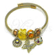 Stainless Steel Individual Bangle, Butterfly and Shell Design, with Light Smoked Topaz and Aurore Boreale Crystal, Polished, Golden Finish, 07.464.0038.1 (03 MM Thickness, One size fits all)
