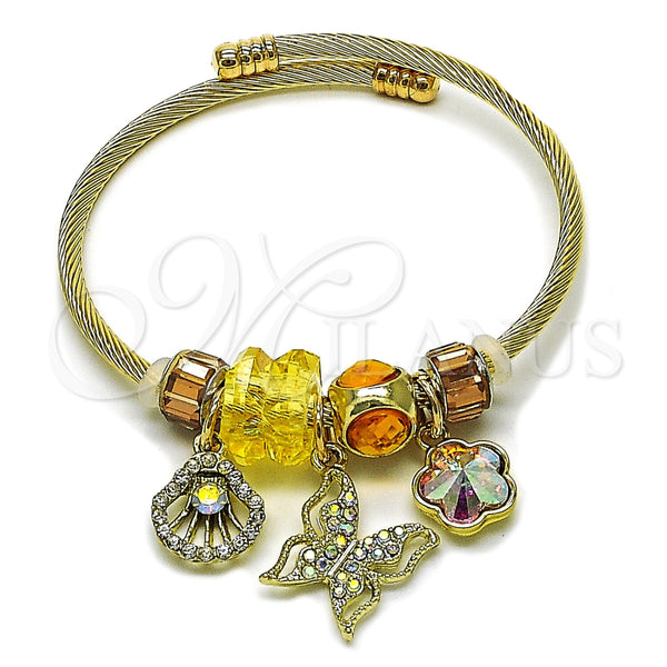 Stainless Steel Jewelry — Individual Bangle Butterfly and Shell Design with Light — main product view — SKU 165752 | Acero Inoxidable joyería — Individual Bangle mariposa and Shell diseño with Light — SKU 165752