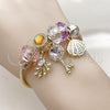 Stainless Steel Individual Bangle, Shell and key Design, with Light Rose and Crystal Crystal, White Enamel Finish, Golden Finish, 07.464.0039 (03 MM Thickness, One size fits all)