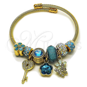 Stainless Steel Jewelry — Individual Bangle Flower and key Design with Light — main product view — SKU 165754 | Acero Inoxidable joyería — Individual Bangle flor and key diseño with Light — SKU 165754