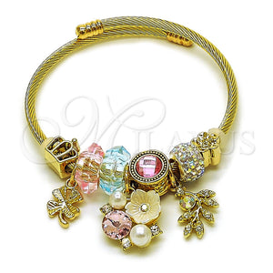 Stainless Steel Jewelry — Individual Bangle Flower and Four-leaf Clover Design with — main product view — SKU 165756 | Acero Inoxidable joyería — Individual Bangle flor and Four-leaf Clover diseño with — SKU 165756