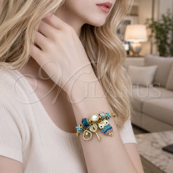 Stainless Steel Jewelry — Individual Bangle Owl and Shell Design with Crystal — alternate product view — SKU 165758 | Acero Inoxidable joyería — Individual Bangle Owl and Shell diseño with cristal — SKU 165758