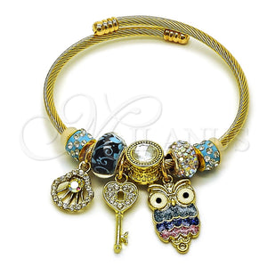 Stainless Steel Jewelry — Individual Bangle Owl and Shell Design with Crystal — main product view — SKU 165758 | Acero Inoxidable joyería — Individual Bangle Owl and Shell diseño with cristal — SKU 165758