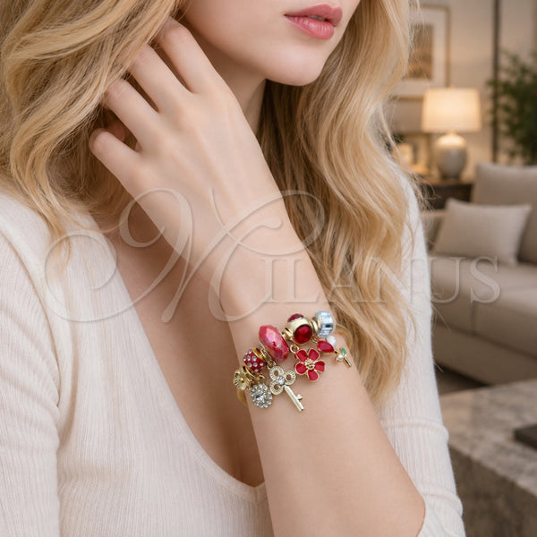 Stainless Steel Jewelry — Individual Bangle Flower and key Design with Light — alternate product view — SKU 165760 | Acero Inoxidable joyería — Individual Bangle flor and key diseño with Light — SKU 165760