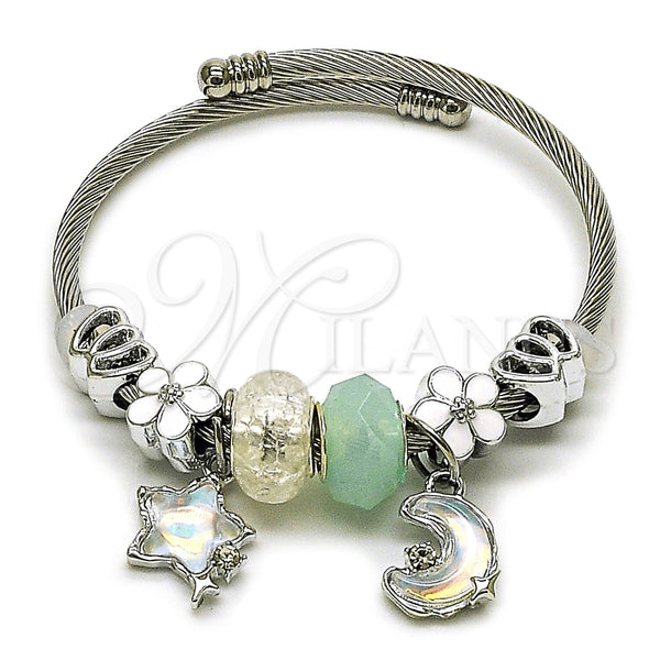 Stainless Steel Jewelry — Individual Bangle Moon and Star Design with Crystal — main product view — SKU 165762 | Acero Inoxidable joyería — Individual Bangle Moon and estrella diseño with cristal — SKU 165762