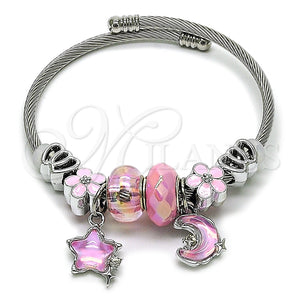 Stainless Steel Jewelry — Individual Bangle Moon and Star Design with Light — main product view — SKU 165763 | Acero Inoxidable joyería — Individual Bangle Moon and estrella diseño with Light — SKU 165763