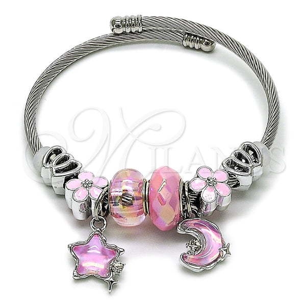 Stainless Steel Jewelry — Individual Bangle Moon and Star Design with Light — main product view — SKU 165763 | Acero Inoxidable joyería — Individual Bangle Moon and estrella diseño with Light — SKU 165763