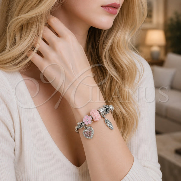 Stainless Steel Jewelry — Individual Bangle Heart and Leaf Design with Light — alternate product view — SKU 165765 | Acero Inoxidable joyería — Individual Bangle corazón and Leaf diseño with Light — SKU 165765