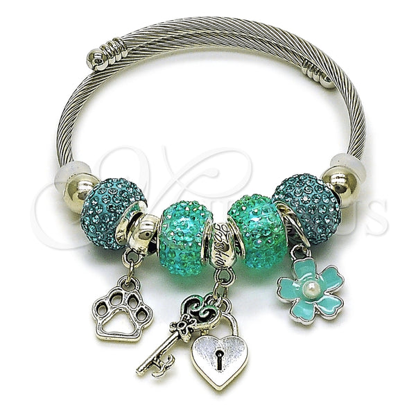 Stainless Steel Jewelry — Individual Bangle Heart and Lock Design with Light — main product view — SKU 165769 | Acero Inoxidable joyería — Individual Bangle corazón and Lock diseño with Light — SKU 165769