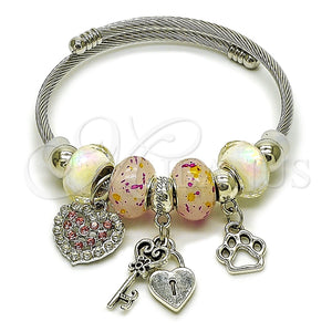 Stainless Steel Jewelry — Individual Bangle Heart and Lock Design with Light — main product view — SKU 165770 | Acero Inoxidable joyería — Individual Bangle corazón and Lock diseño with Light — SKU 165770