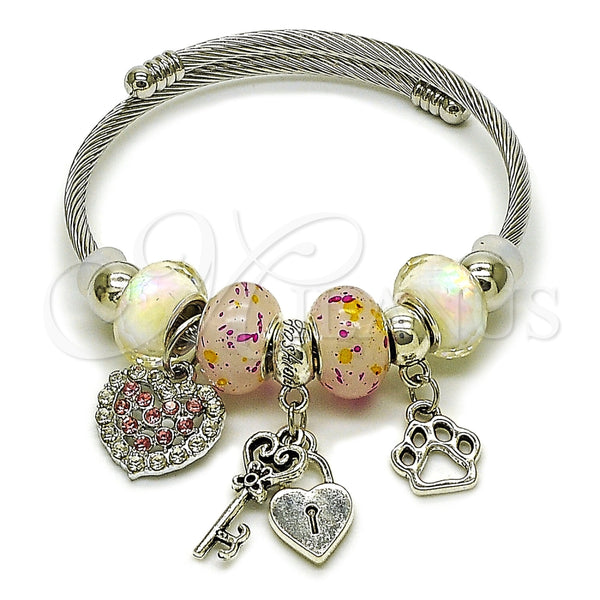 Stainless Steel Jewelry — Individual Bangle Heart and Lock Design with Light — main product view — SKU 165770 | Acero Inoxidable joyería — Individual Bangle corazón and Lock diseño with Light — SKU 165770