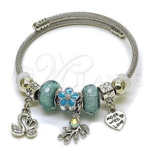 Stainless Steel Jewelry — Individual Bangle Swan and Heart Design with Light — main product view — SKU 165772 | Acero Inoxidable joyería — Individual Bangle Swan and corazón diseño with Light — SKU 165772