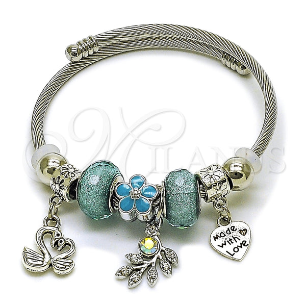 Stainless Steel Jewelry — Individual Bangle Swan and Heart Design with Light — main product view — SKU 165772 | Acero Inoxidable joyería — Individual Bangle Swan and corazón diseño with Light — SKU 165772