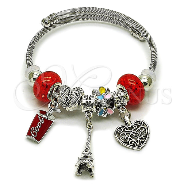 Stainless Steel Jewelry — Individual Bangle Heart and Eiffel Tower Design with — main product view — SKU 165774 | Acero Inoxidable joyería — Individual Bangle corazón and Eiffel Tower diseño with — SKU 165774